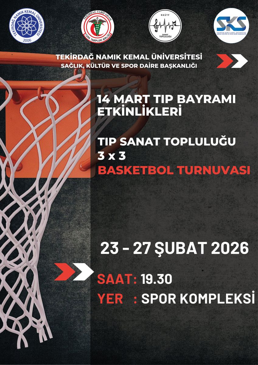 Tıp Sanat Topluluğu '14 Mart Tıp Bayramı Basketbol Turnuvası': Black  Gray Basketball Tournament Poster (1)(1)
