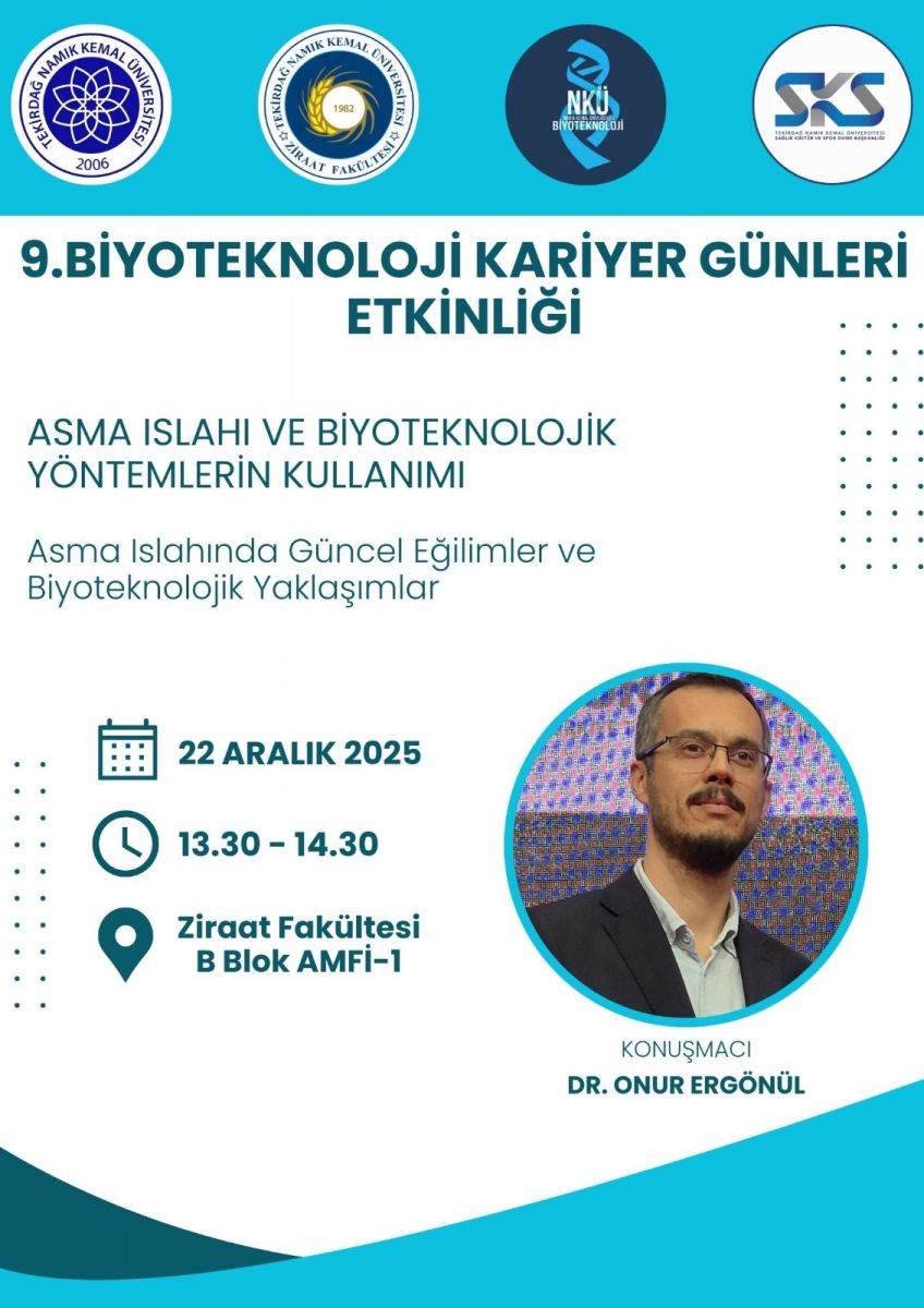 Tekirdağ NKÜ Biyoteknoloji Topluluğu “9.Biyoteknoloji Kariyer Günleri Etkinliği”: Afiş Biyoteknoloji(1)