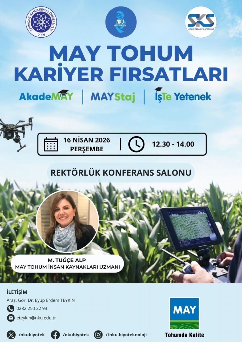 Biyoteknoloji Topluluğu 'MAY Tohum Kariyer Fırsatları': Afiş May Toum