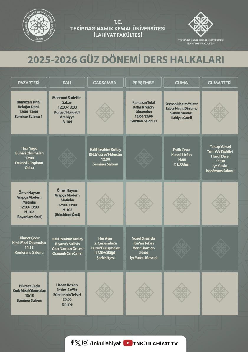 2025-2026 Eğitim Öğretim Yılı Güz Yarıyılı Ders Halkaları Duyurusu: ( )2025 2026 Egitim Ogretim Yili Guz Yariyili Ders Halkalari
